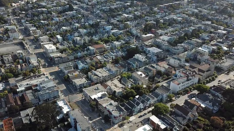 4K Aerial View of City Empty Streets, Covid-19, Residential Area Stockbeeldmateriaal 129262966