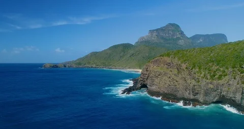 4K Aerial View of cliffs and mountains,Lord Howe Island,NSW,Australia Stock Footage 93344749