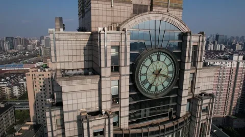 4K aerial view of Clock Tower in Hangzhou city, China Stock Footage 242313068