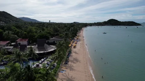 4K Aerial view of the coastline on Koh Samui Island in Thailand Stock Footage 270026853