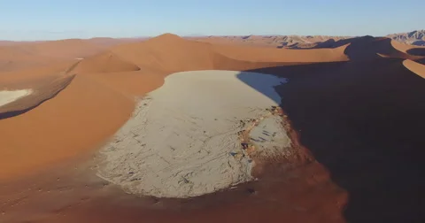 4K Aerial view of Dead vlei  - a white clay pan inside the Namib desert Stock Footage 64711264