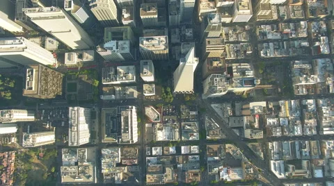 4K Aerial view down above san francisco downtown buildings Vídeo Stock 64928868