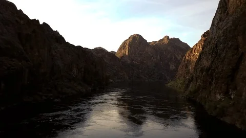4k Aerial view from drone flying over the Colorado River, Hoover Dam Video stock 105541994