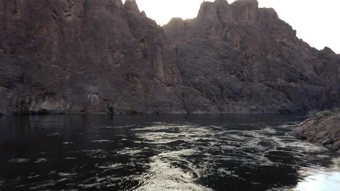 4k Aerial view from drone flying over the Colorado River, Hoover Dam Stock Footage