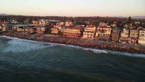 4K Aerial View Drone Shot Of A Beach At The Beautiful Sunset Video stock 171998232