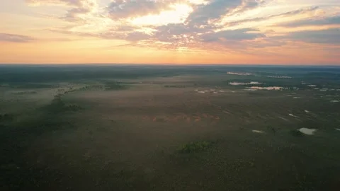4k aerial view of endless forests and lakes. Drone fly on a wonderful morning Stock-Footage 160680884