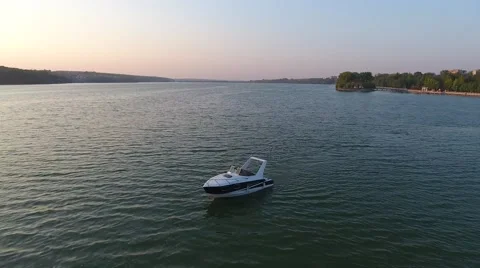 4k Aerial View of Evening Walk on a Yacht. Stock Footage 67982015