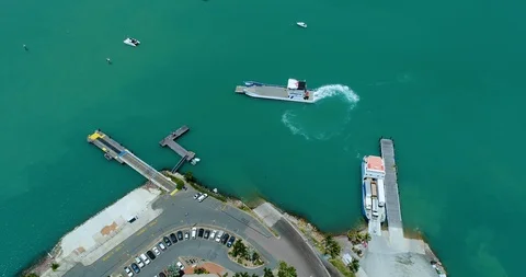 4K aerial view of ferries at Shute Harbour,Whitsundays,Queensland,Australia Stock Footage 106044236