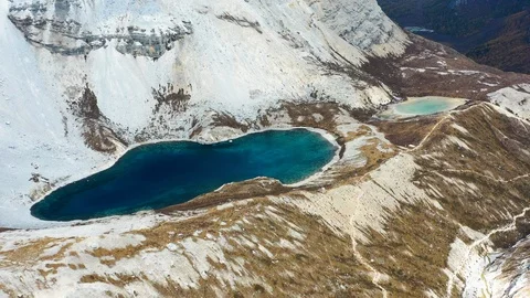 4K aerial view of Five color lake Stock Footage 122015015
