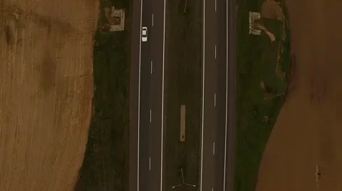 4K aerial view – flight over highway in Poland. Road vehicles daily traffic Stock Footage 57098846