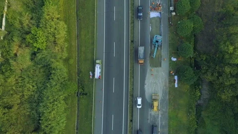 4K, Aerial View of Heavy Traffic Jam on Cipularang Toll Road, Maintenence Video stock 92072653