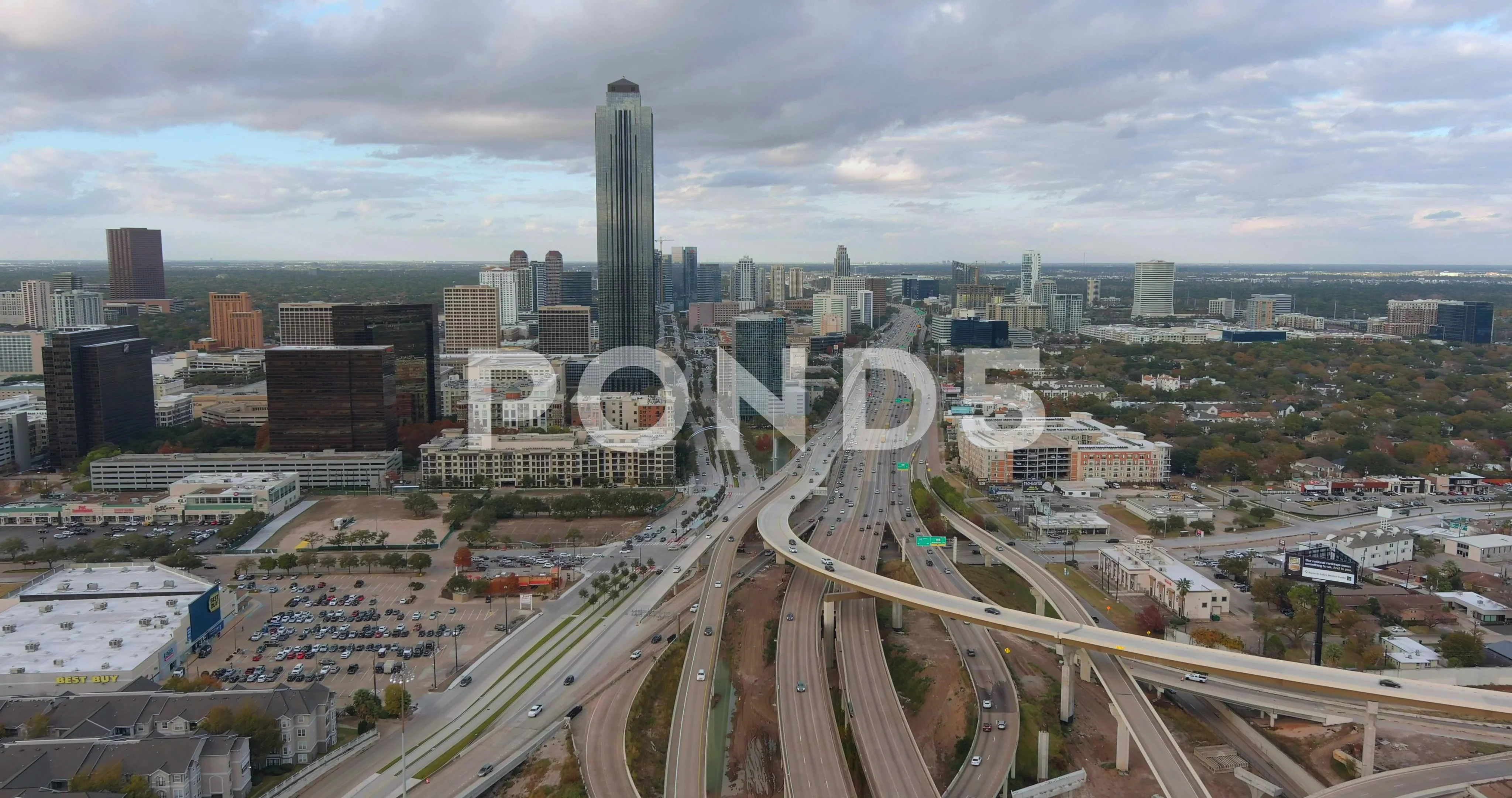 Aerial view of Houston Galleria Mall are, Stock Video