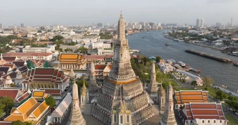 4k Aerial view Hyperlapse Footage of the Pagoda stands prominently at Wat Aru Stock Footage 277795657