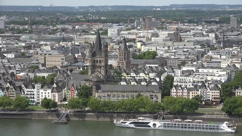 4K Aerial view Koln town cityscape amazing residential building architecture day Video stock 70234234