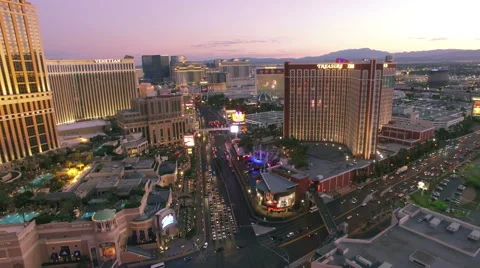 4k aerial view Las Vegas flyover from palazzo Stock Footage