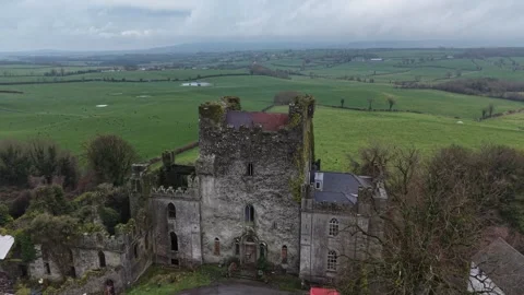 4K Aerial View of Leap Castle in Rural Ireland Video stock 332802826