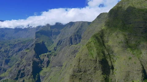 4K aerial view of Mafate mountains in La Reunion Stock Footage 57911093