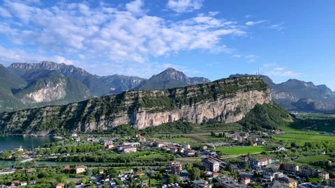 4K Aerial View of Nago-Torbole and Torbole sul Garda, Lake Garda, Italy Stock Footage 316551111