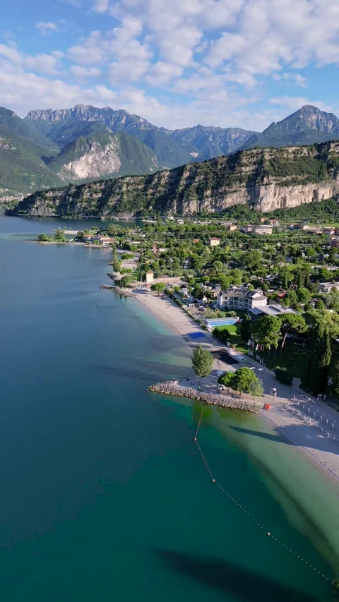 4K Aerial View of Nago-Torbole and Torbole sul Garda, Lake Garda, Italy Stock Footage 316554464