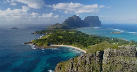 4K Aerial View of Ned's Beach and Lord Howe Island,New South Wales,Australia Stock Footage 93375761