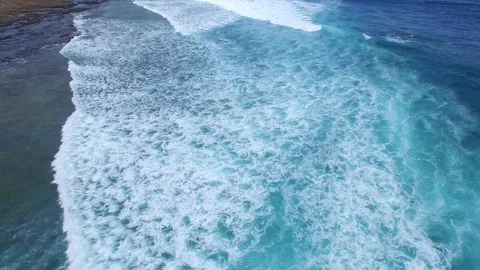 4K Aerial view of ocean waves on coastline of Canary Island - Lanzarote Stock Footage 123469452