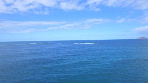 4K Aerial view of ocean waves in sunny Lanzarote Stock Footage 123470171