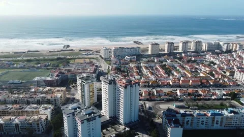 4K Aerial View over Costa da Caparica, Portugal Stock Footage