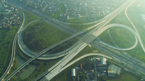 4K, Aerial View of Pasir Koja Highway Interchange, Soroja Toll Road, Bandung 스톡 동영상 91867697