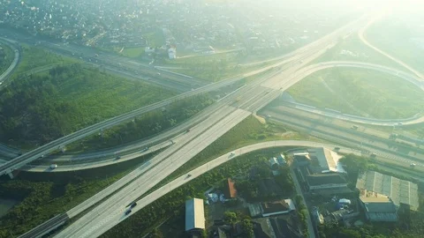 4K, Aerial View of Pasir Koja Highway Interchange, Soroja Toll Road, Bandung Video stock 91868751