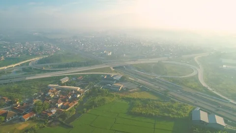 4K, Aerial View of Pasir Koja Highway Interchange, Soroja Toll Road, Bandung Video stock 91869848
