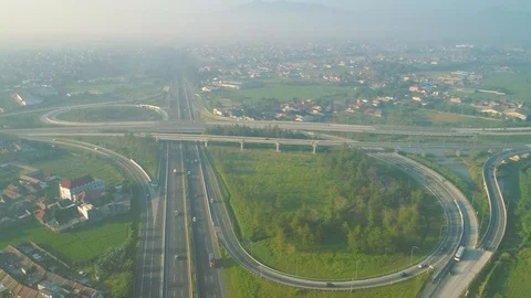 4K, Aerial View of Pasir Koja Highway Interchange, Soroja Toll Road, Bandung Stock Footage 91871019