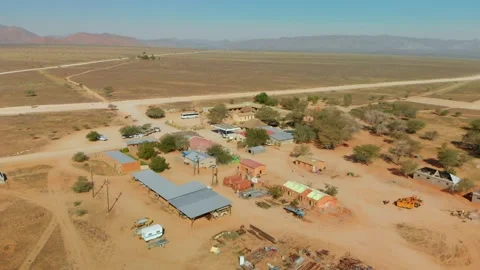 4K aerial view. pass over the desert outpost solitaire in namibia Stock Footage 138877653