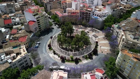 4K Aerial View of Plaça de les Columnes in Palma, Mallorca Stock Footage 307614202