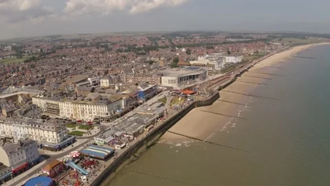 4K aerial view of the Promenade and seafront of Bridlington, UK Video stock 157442548