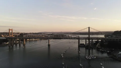 4K Aerial View Pull Out From Tamar Bridge Stock Footage 116028614