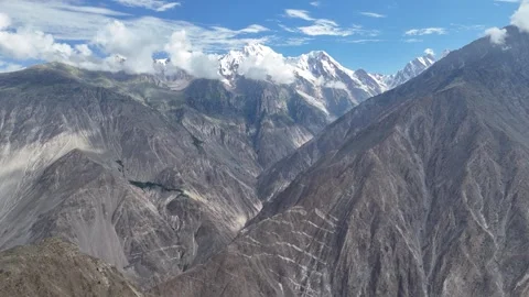 4K Aerial View of Rugged Mountains Between Bulachi and Shangus, Gilgit Baltistan Stock Footage 343333662