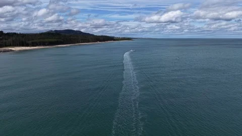 4K Aerial View of Sailboat off Old Bar Courtown County Wexford Stockbeeldmateriaal 338258331
