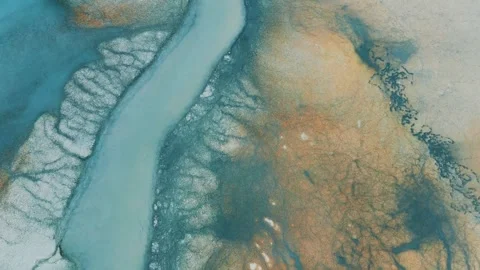 4K Aerial View of Salt Marsh Tidal Channels and Sediment Patterns Stock Footage 328535806