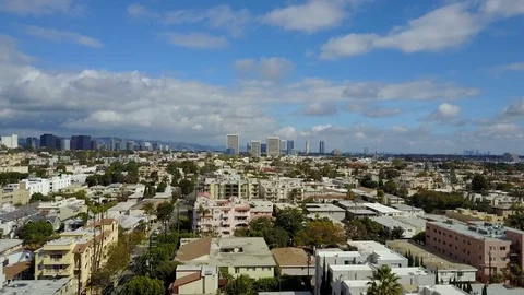4K Aerial View of Santa Monica, Century City and LA Stock Footage
