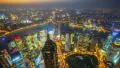 4K: Aerial View of Shanghai China, at Night (timelapse) 4k or 4k+ Resolution