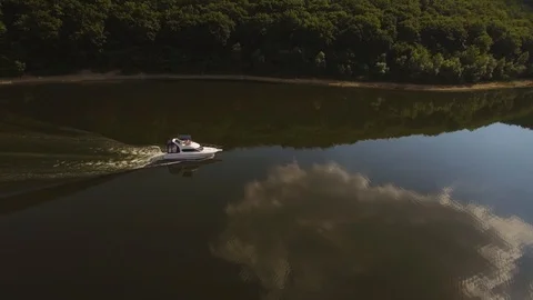4K Aerial View of Ski Jet Cruise, Sailing, Travelling to Tropical Exotic Island Stock Footage 102067849