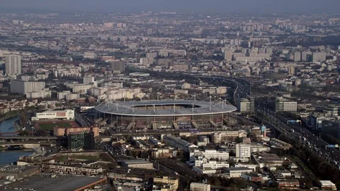 4K Aerial view of Stade de France sports stadium near Paris - EDITORIAL Stock-Footage 77200863