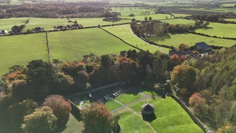 4K Aerial View of Stone Building in Jenkinstown, Kilkenny, Ireland Stock Footage 332876109