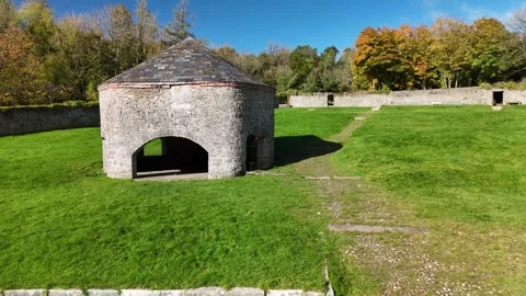 4K Aerial View of Stone Building in Jenkinstown, Kilkenny, Ireland Stock-Footage 332876115