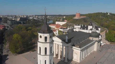 4k aerial view of Sts Johns' Church, Vilnius, Lithuania Stock Footage 112423549
