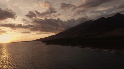 4K Aerial View Sunset Over The Hawaiian Islands Stock Footage 65461570