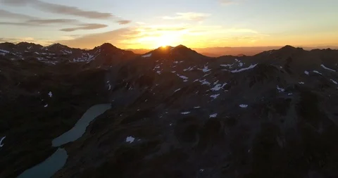 4k Aerial view at sunset over mountains - New Zealand Stock Footage 86099232