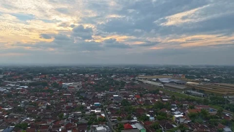 4K Aerial view timelapse Cloudy Sunset Over Indonesian Railway Industries Stock Footage 271139950