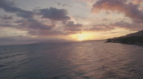 4K Aerial View: Tracking Over Ocean During Sunset Stock Footage 67997963
