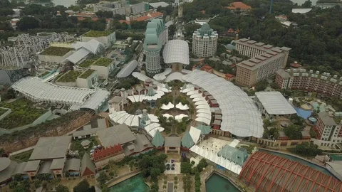 4K Aerial view of the Universal Studios theme park and other buildings Stock Footage 107502135